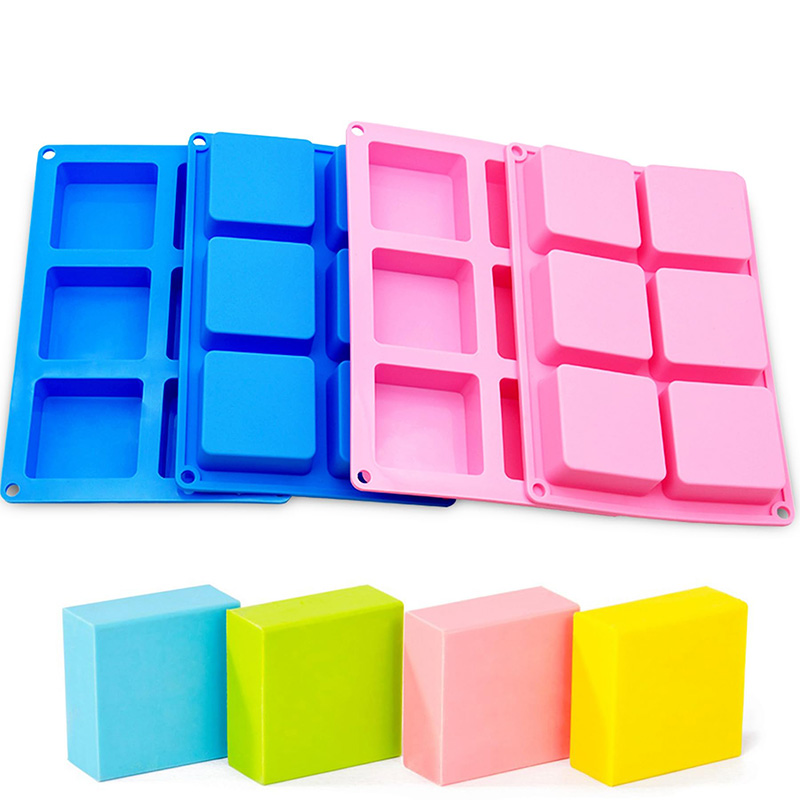 Soap Mold Silicone Loaf - 사각 비누 몰드, 6 구, 들러붙지