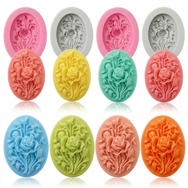 Soap Making Activity - 4개의 꽃 모양 실리콘 몰드, 쉽게